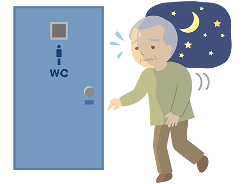 イラスト：夜中にトイレに行く男性
